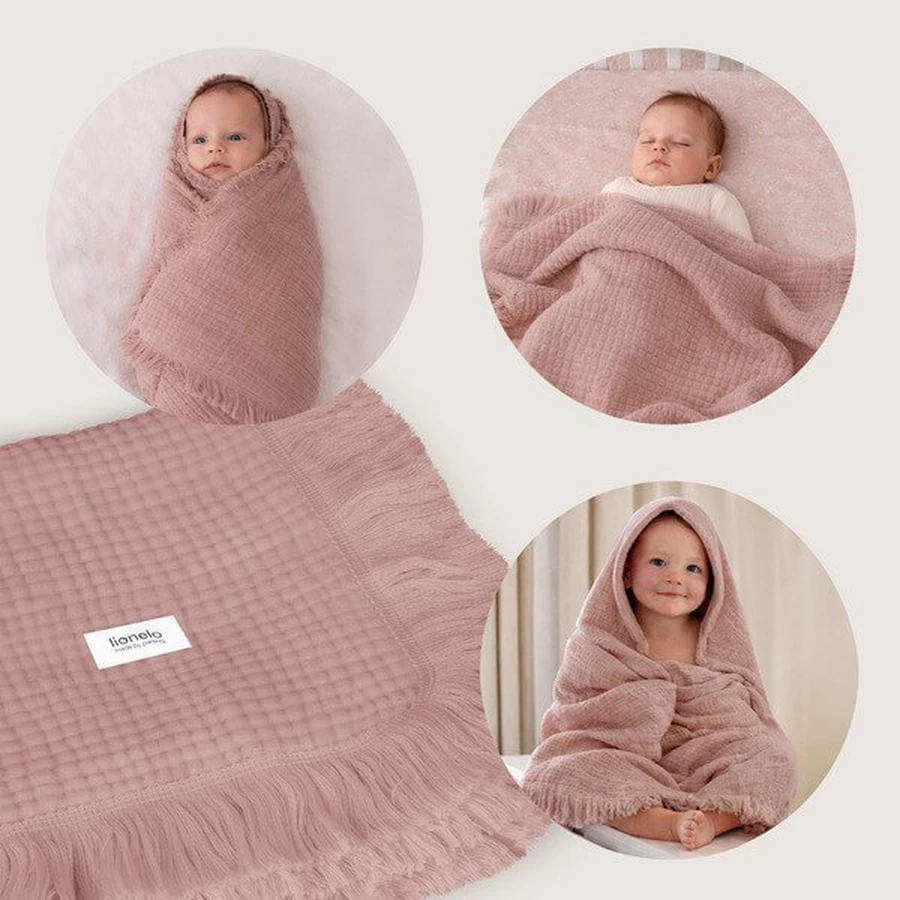 Lionelo Muslin Blanket, Säuglings-Musselin-Decke, Dusty Pink, 1 Stk.