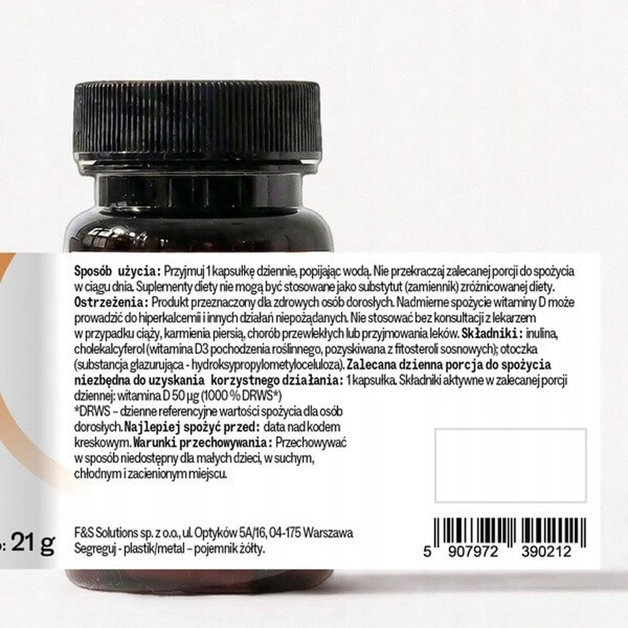 Sundose Vitamin D3 Vege 2000 IU, hard capsules, 60 pcs.