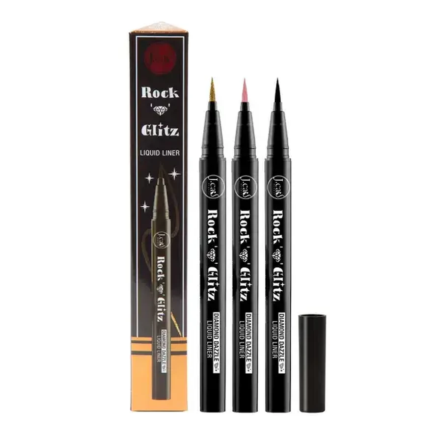 J.Cat Beauty, Rock N' Glitz Diamond Dazzle Liquid Liner 104, vloeibare eyeliner met diamantglans, 0,85 g.