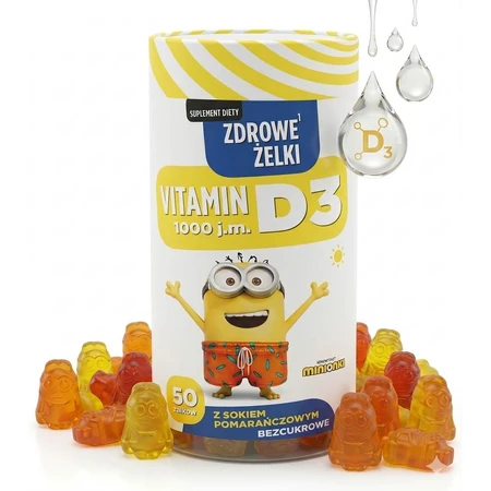 Minions Vitamina D3 1000, 50 jeleuri, supliment alimentar