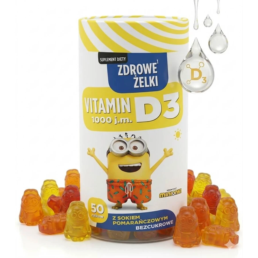 Minions Vitamina D3 1000, 50 jeleuri, supliment alimentar