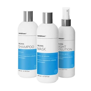 Delpos Promo Set, champú, 200 ml + mascarilla capilar, 200 ml + loción para el cuero cabelludo, 150 ml