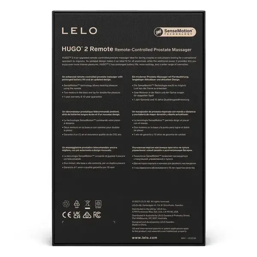 Lelo Hugo 2 Remote Black, Prostatamassagegerät mit Fernbedienung, 1 Stk.