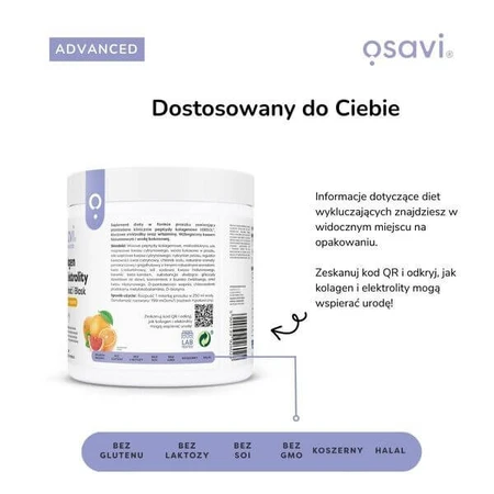 Osavi Colágeno &amp; Electrolitos Vitalidad y Brillo, polvo, sabor naranja - pomelo, 390 g