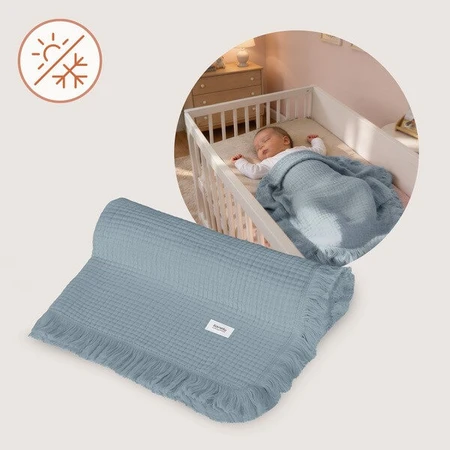 Lionelo Muslin Blanket, Baby-Musselin-Decke, Stone Blue, 1 Stück.