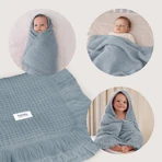 Lionelo Muslin Blanket, Baby-Musselin-Decke, Stone Blue, 1 Stück.