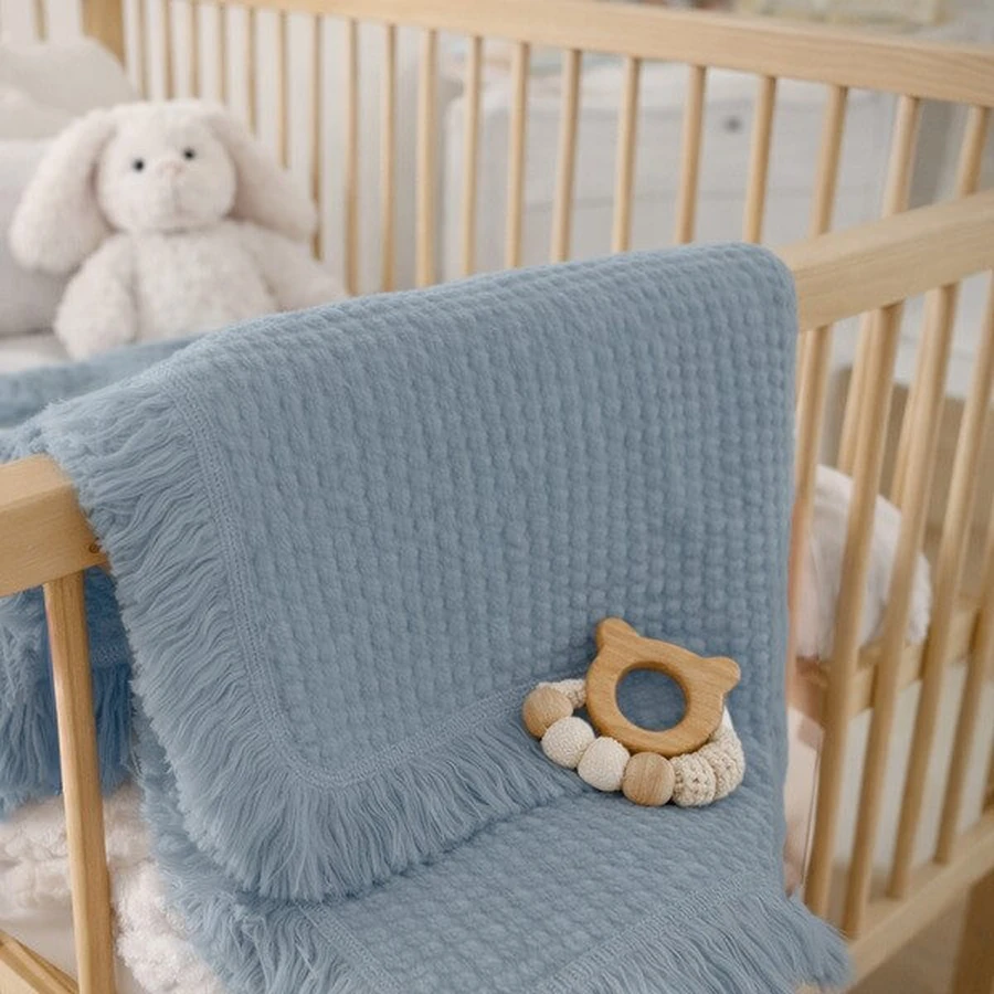 Lionelo Muslin Blanket, Baby-Musselin-Decke, Stone Blue, 1 Stück.