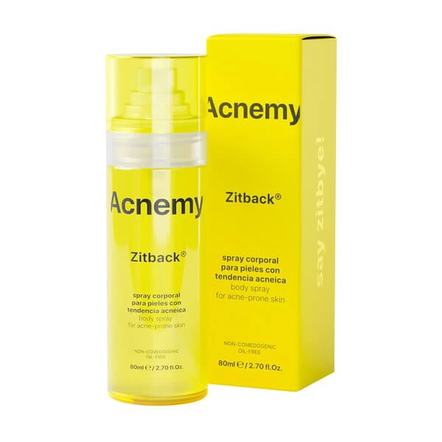 Acnemy Zitback, lichaamsspray om vlekken te verlichten, 80 ml