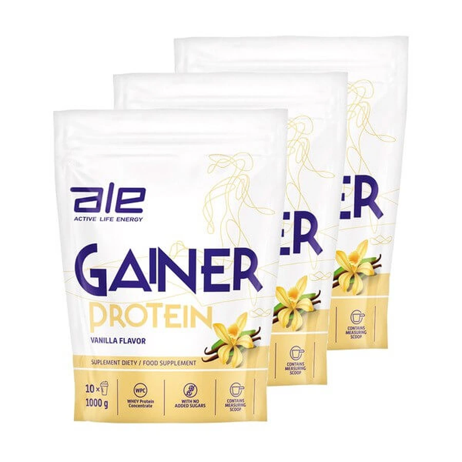 Lot de 3 x ALE Gainer Protein Vanilla Flavor