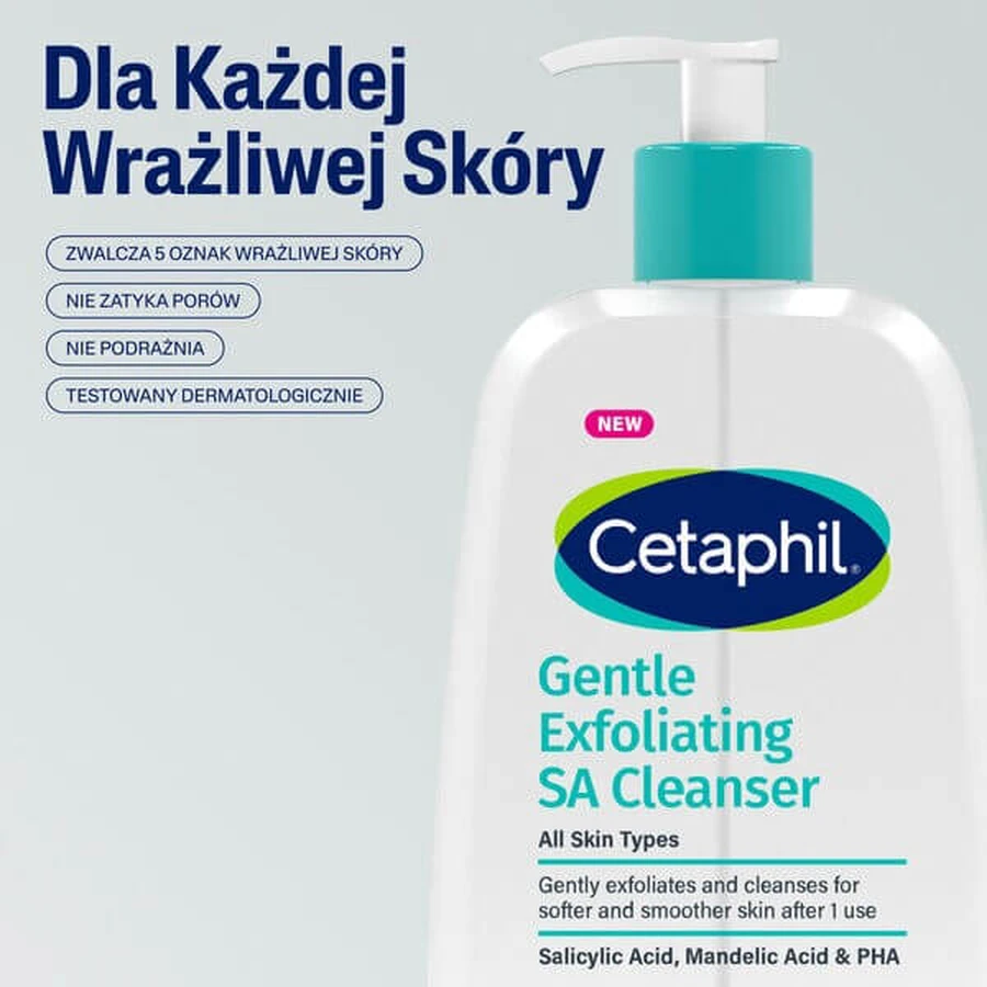 Cetaphil Gentle Exfoliating SA, mild exfoliating gel for face and body wash, 236 ml