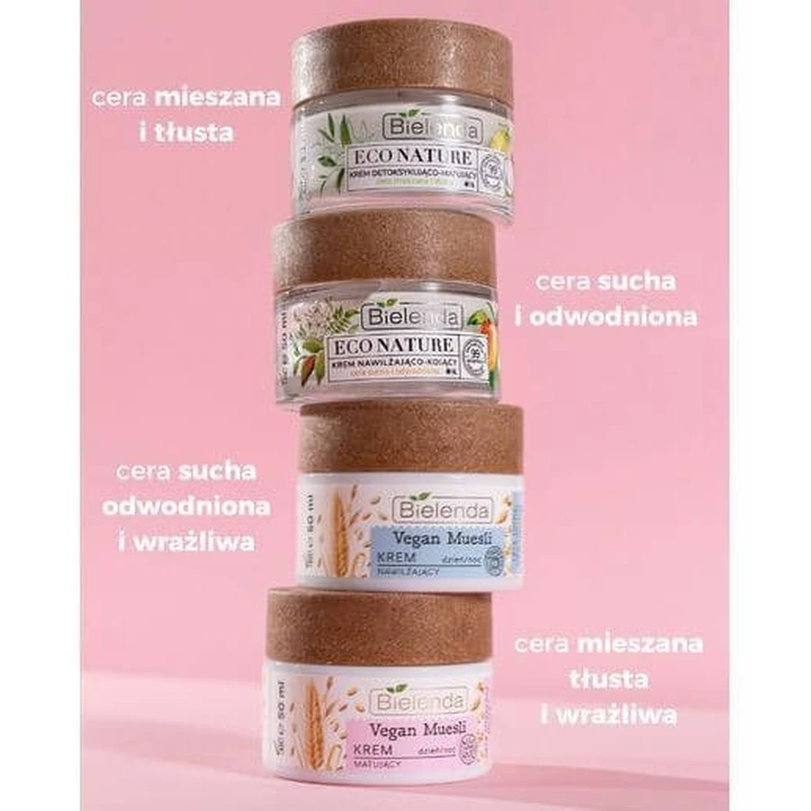 Bielenda, Vegan Muesli, Tarwe + Haver + Kokosmelk, vochtinbrengende crème, 50 ml