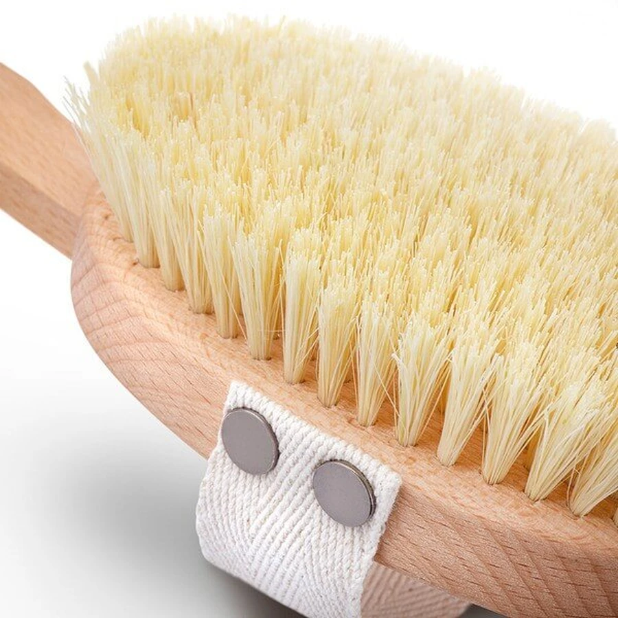 Hhuumm, dry body massage brush, tampico fiber No.2 stick version, 1 piece.
