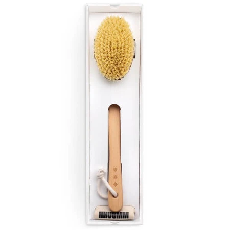 Hhuumm, dry body massage brush, tampico fiber No.2 stick version, 1 piece.