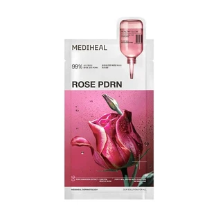 Mediheal Rose PDRN Essential Mask, porenstraffende Blattmaske mit Damaszener Rosenextrakt, 24 ml