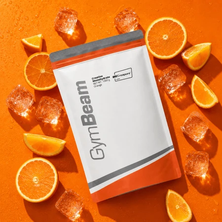 GymBeam Creapure Creatina Monohidrato, polvo, sabor naranja, 250 g