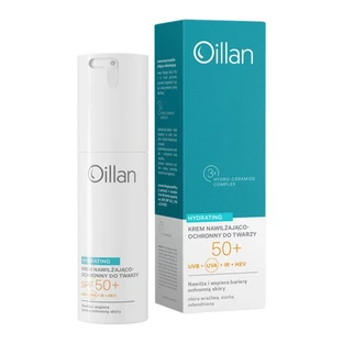 Oillan Hydrating, SPF50+ Feuchtigkeitscreme für das Gesicht für trockene und empfindliche Haut, 50 ml
