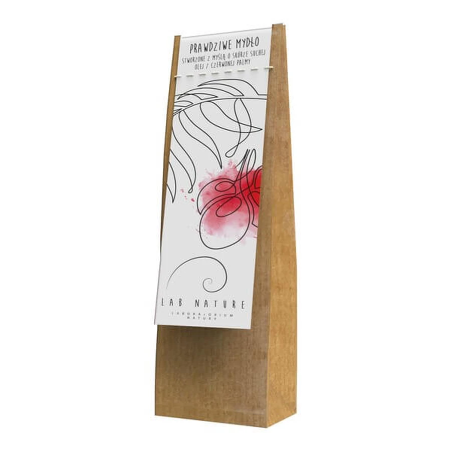 Lab Nature, Zeep van echte rode palmolie, handgemaakte kraftzeep, 120 g
