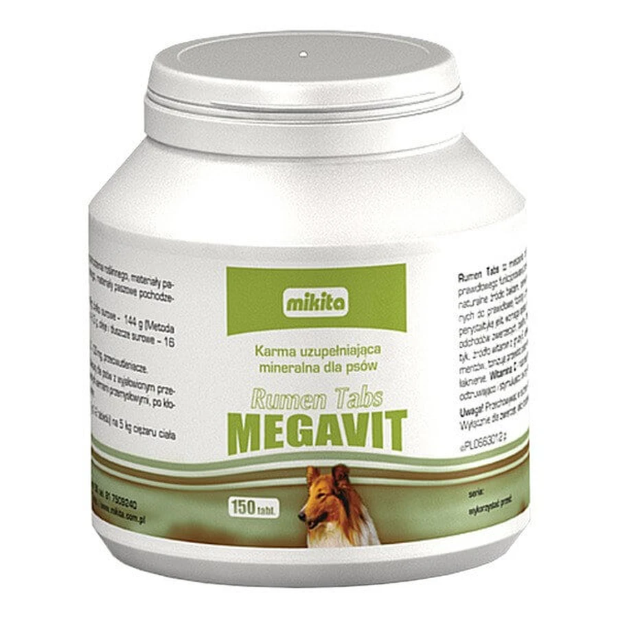 Mikita Rumen Tabs megavit, alimento complementario para perros, comprimidos, 150 uds.