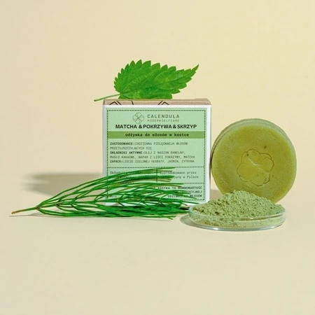 Calendula Modern Self Care, Haarspülung in Bar, Matcha &amp; Brennnessel &amp; Schachtelhalm, 60 g
