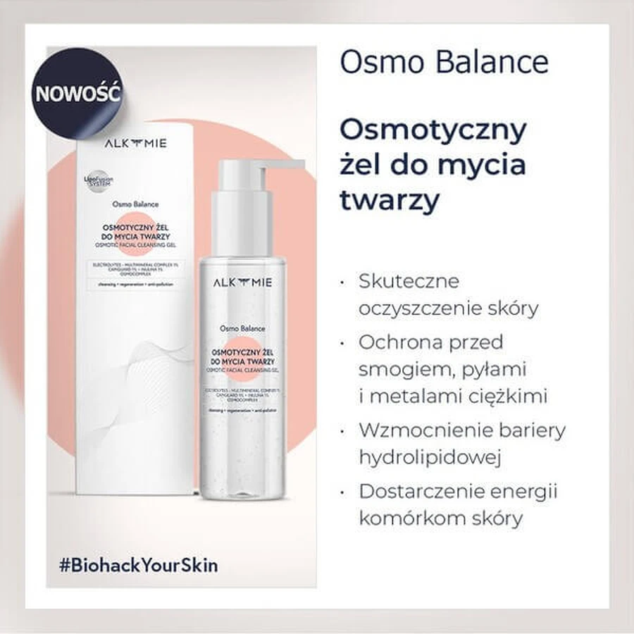 Alkmie Osmo Balance, gel nettoyant osmotique pour le visage, 100 ml