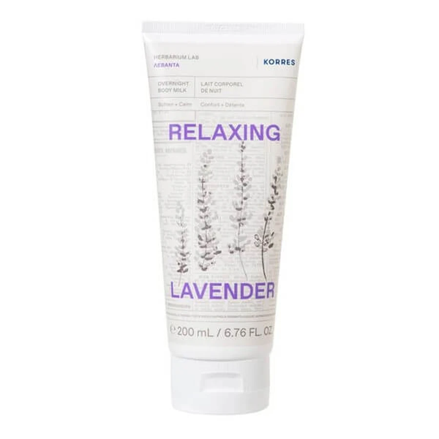Korres, leche corporal de noche con fragancia relajante de lavanda, 200 ml