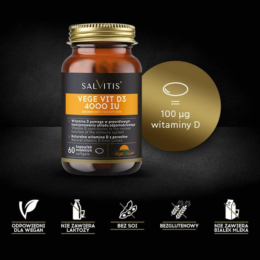 Salvitis Vege Vit D3 4000 IU, soft capsules, 60 pcs.