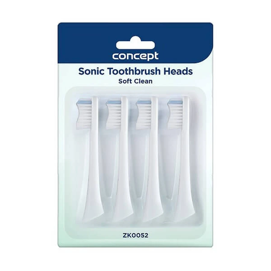 Concept Soft Clean, opzetborstels voor sonische tandenborstels uit de ZK500x-serie, wit, 4 stuks.