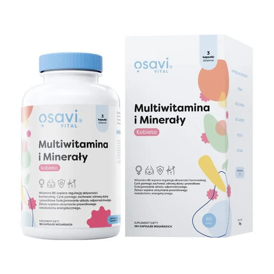 Osavi Multivitaminas y Minerales Femenino, cápsulas duras, 180 uds.