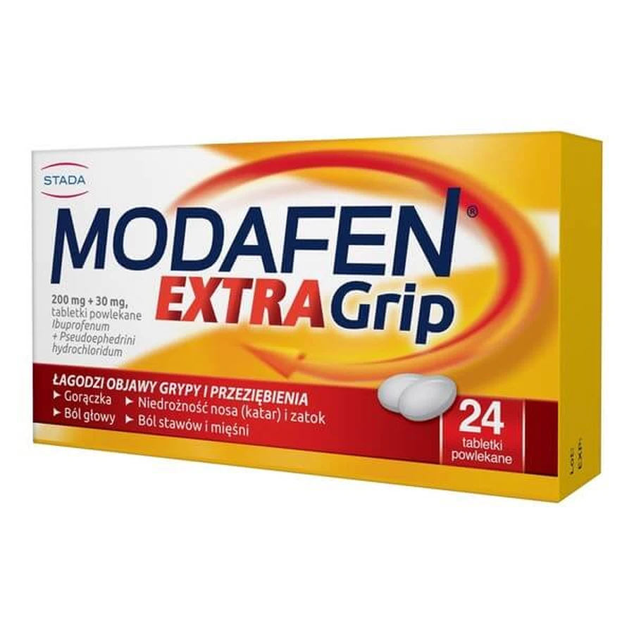 Modafen Extra Grip, 200 mg + 30 mg, Filmtabletten, 24 Stück.