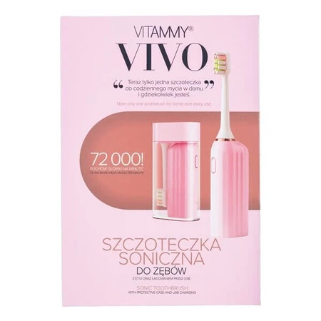 Vitammy Vivo, sonic toothbrush with case, pink color, 1 pc.