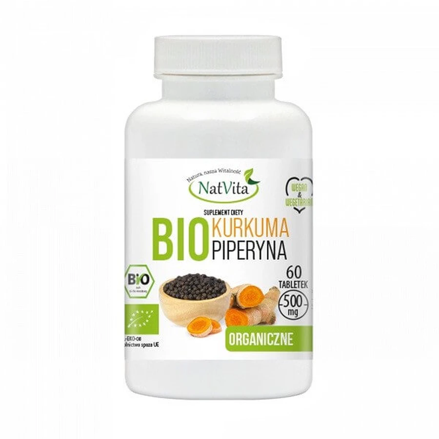 NatVita Bio Cúrcuma + Bio Piperina, comprimidos, 60 uds.