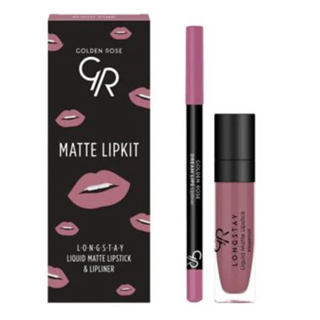 Golden Rose Matte Lipkit, lip makeup set, pink, 7.6 g