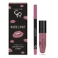 Golden Rose Matte Lipkit, lip makeup set, pink, 7.6 g