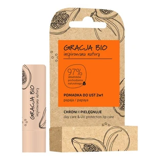 Gracja Bio, Lippenstift 2-in-1, Schutz und Pflege, Papaya, 5 g