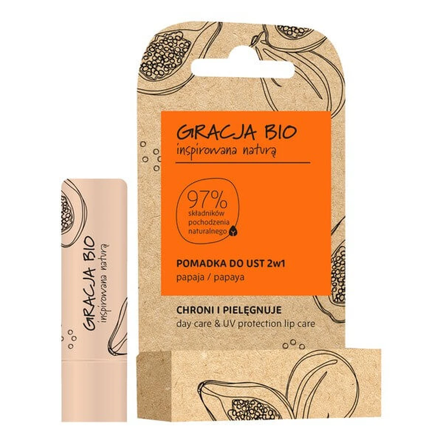 Gracja Bio, Lippenstift 2-in-1, Schutz und Pflege, Papaya, 5 g
