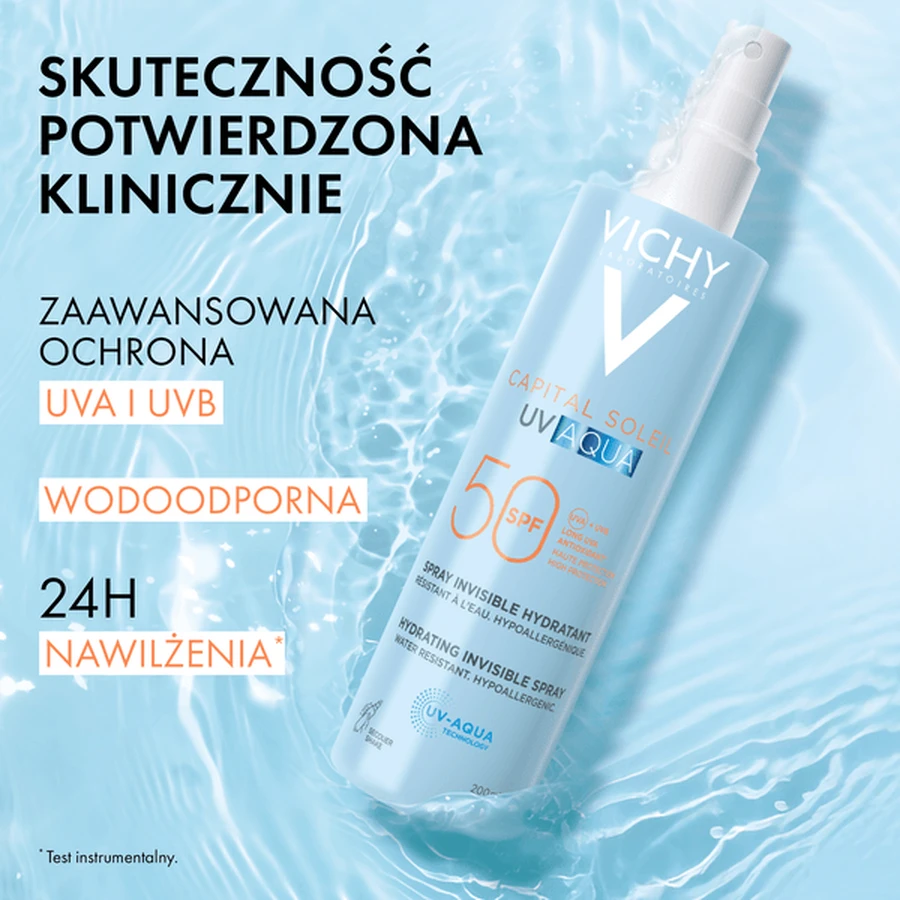 Vichy Capital Soleil UV-Aqua, SPF50 beschermende spray voor gezicht en lichaam, 200 ml