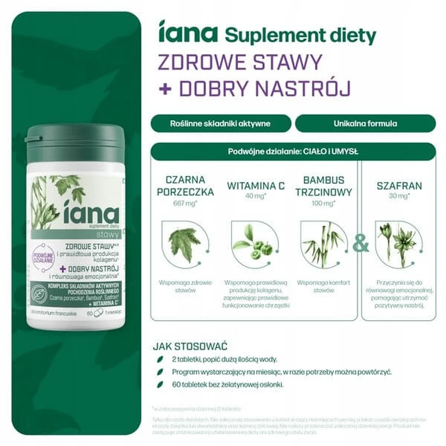 Iana Gewrichten Gezonde Gewrichten + Goede Stemming, tabletten, 60 stuks.