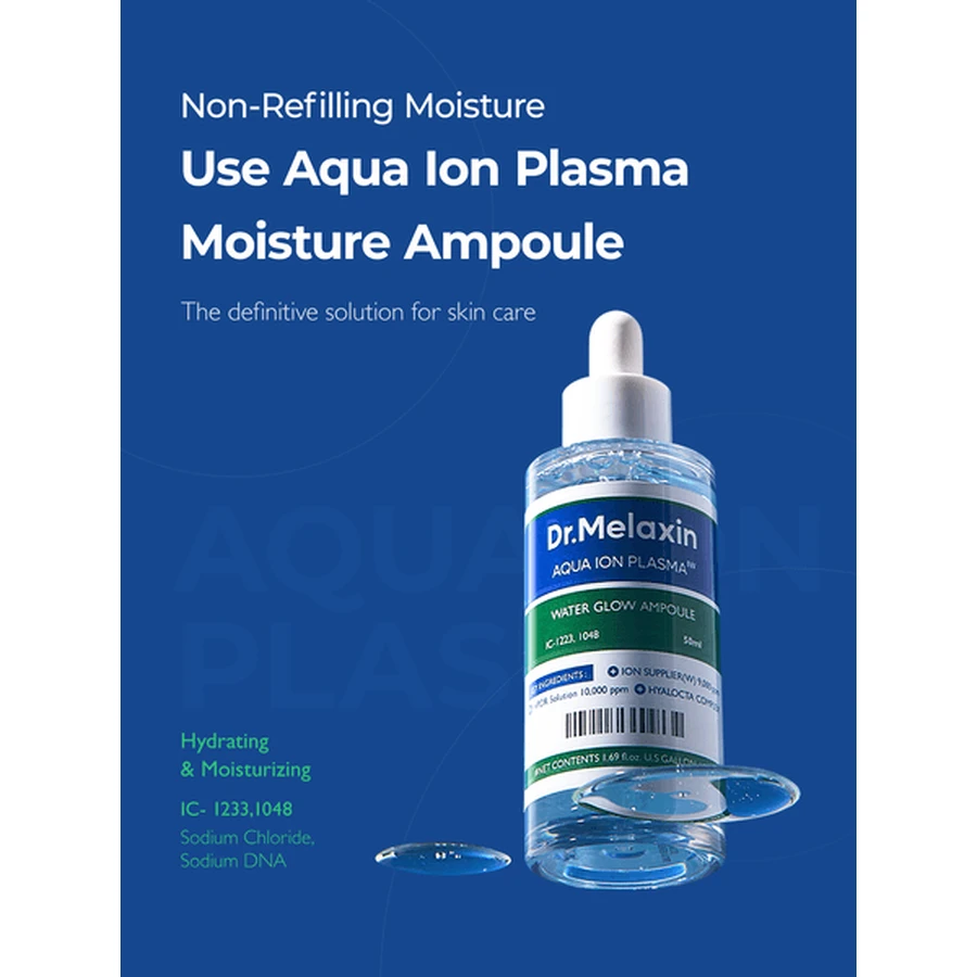 Dr.Melaxin Aqua Ion Plasma Water Glow Ampul, hydraterende ampul, 50ml
