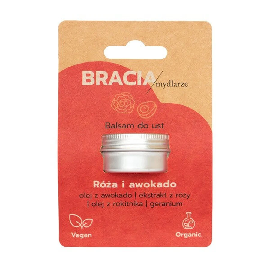 Soap Brothers, bálsamo labial, Rosa y aguacate, 15 ml