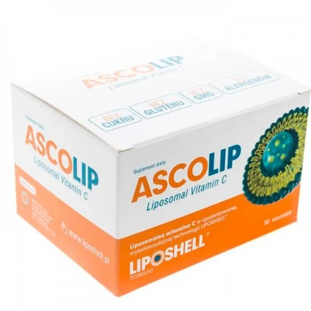 Ascolip Vitamina C Lipozomala met sinaasappelsmaak, 1000 mg, 30 zakjes, Liposhell