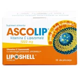 Vitamina C lipozomală cu aromă de portocală Ascolip, 1000 mg, 30 pliculețe, Liposhell