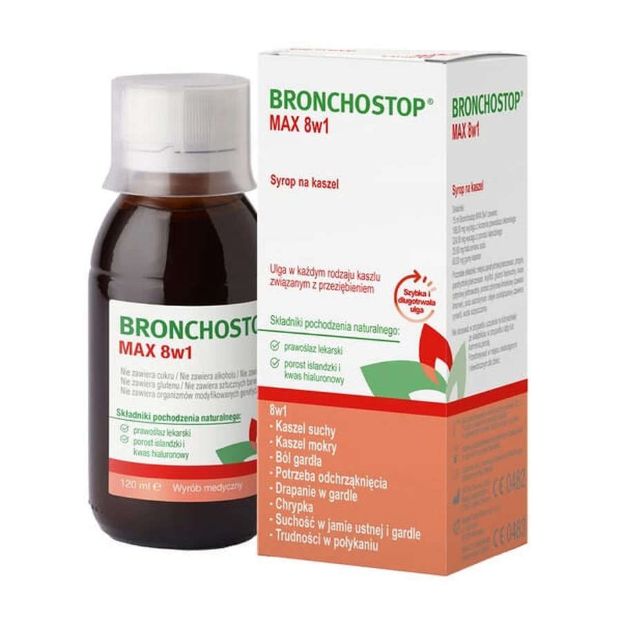 Bronchostop Max 8w1, jarabe para la tos, 120 ml