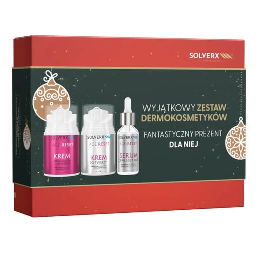 Solverx Age Reset set, nachtcrème-masker, 50 ml + gezichtscrème, 50 ml + serum, 30 ml