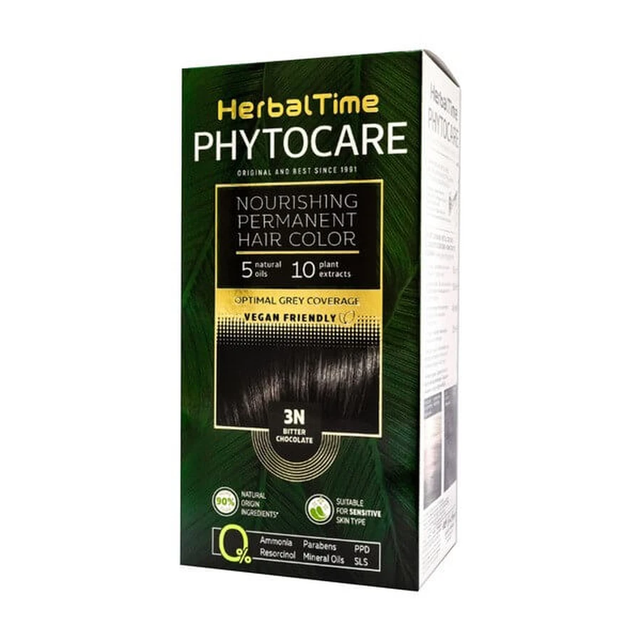 Herbal Time Phytocare, farba do włosów 3N, bitter chocolate, 130 ml: ceny i cechy