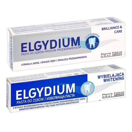 Set Elgydium Whitening, toothpaste, whitening, 75 ml + Elgydium Brilliance &amp; Care, toothpaste against stains, 30 ml