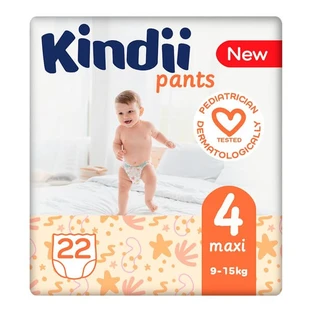 Pantalones Kindii, pañales, 4 (9-15 kg), maxi, 22 uds.