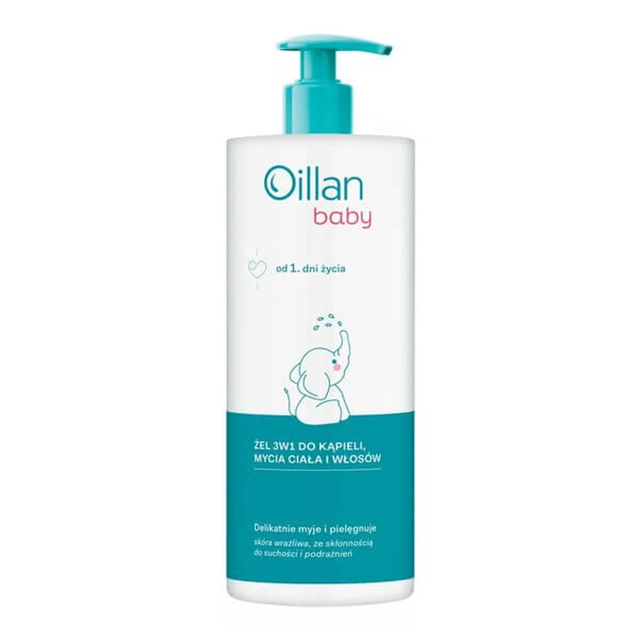 Set van 2 x Oillan Baby, 3-in-1 bad-, lichaam- en haarwasgel, 750 ml