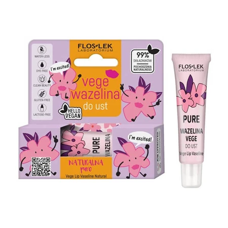 FlosLek Vege Cuidado Labial, Bálsamo labial puro, 10 g
