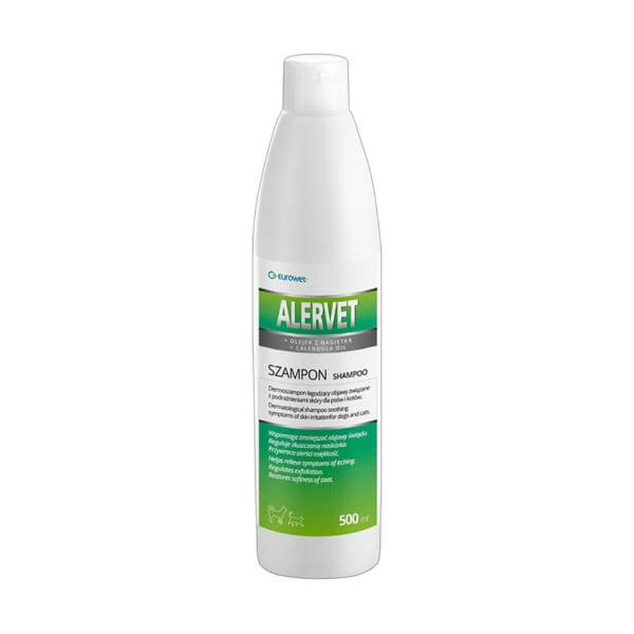 Alervet, dermoshampoo ter verlichting van symptomen van huidirritatie voor honden en katten, 500 ml