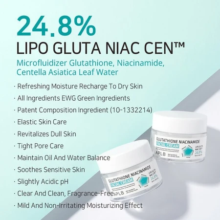 APLB Glutathion Niacinamide Gezichtscrème, verhelderende crème met glutathion en niacinamide, 55 ml
